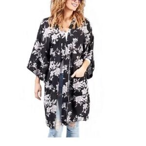Spiritual Gangster Maya Robe Kimono Bathrobe Floral Belt Pockets One Size